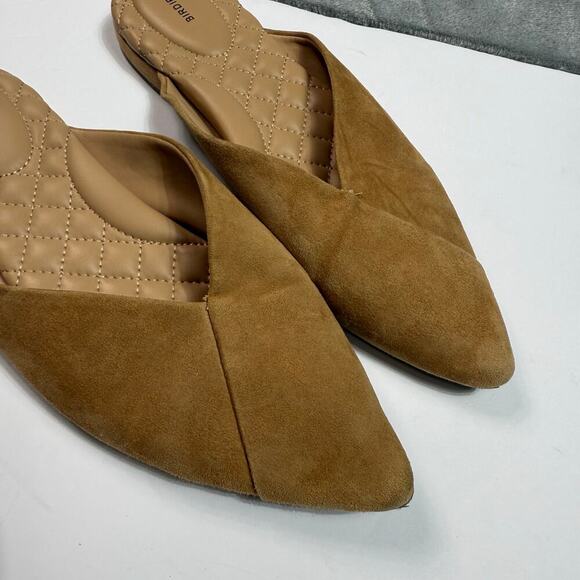 Birdies The Swan Golden Oak Suede Pointed Toe Mule Size 8.5 Slipon Comfort READ - Picture 2 of 16